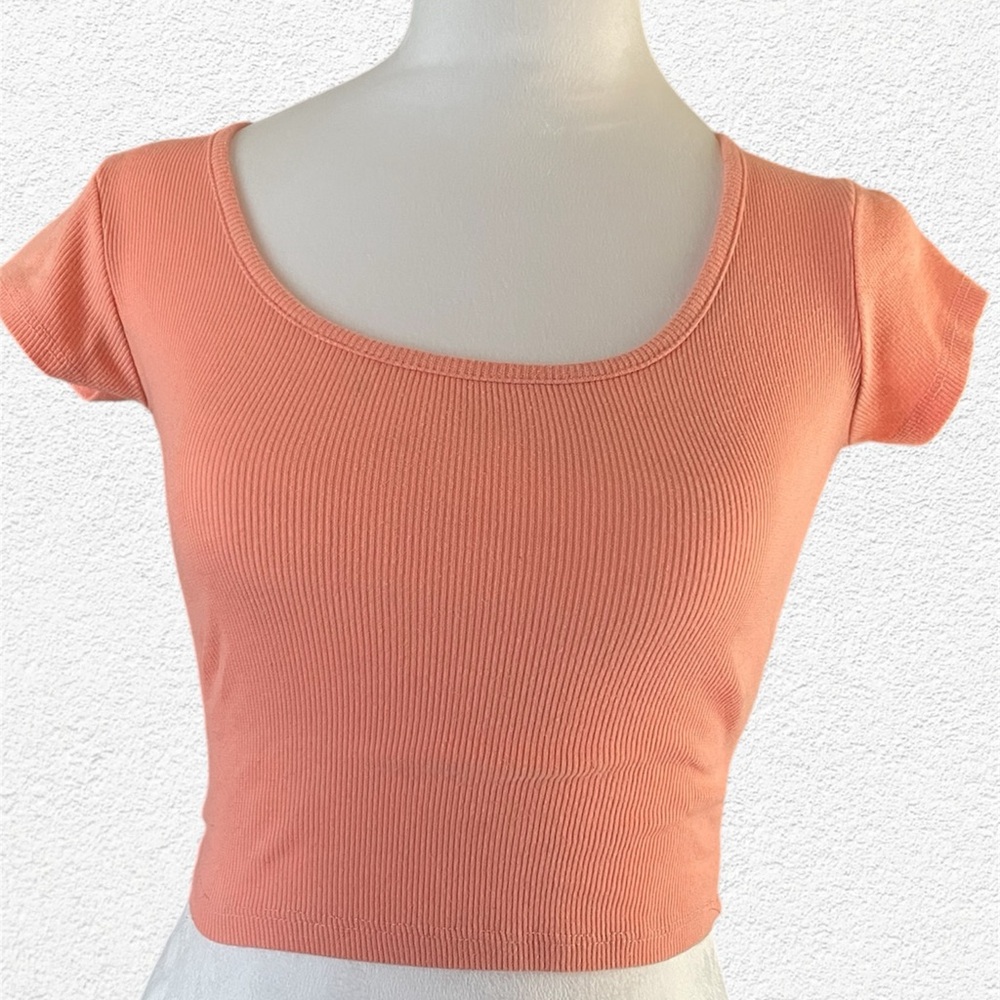 Charlotte Russe Ribbed Crop Top Tank Size XS Peach